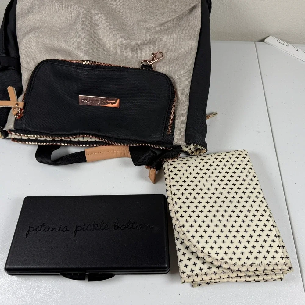 Petunia Pickle Bottom Pivot Pack Diaper Bag Sand/Black Large Backpack Rose Gold